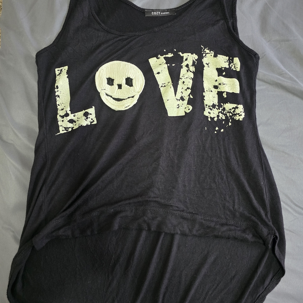 ⭐️Cozy Casual Black Tank with Love Graphic